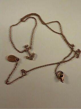 Rebecca Hook Rose Gold Mickey Anchor Pendant Necklace